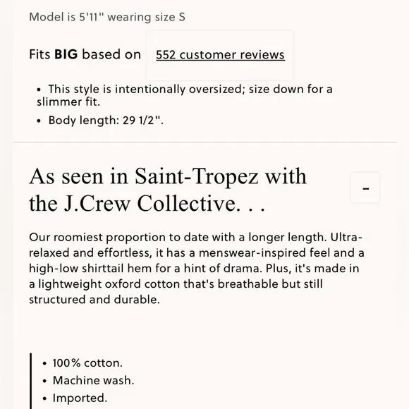 NWT J CREW Étienne oversized shirt in lightweight oxford in white - Picture 7 of 7